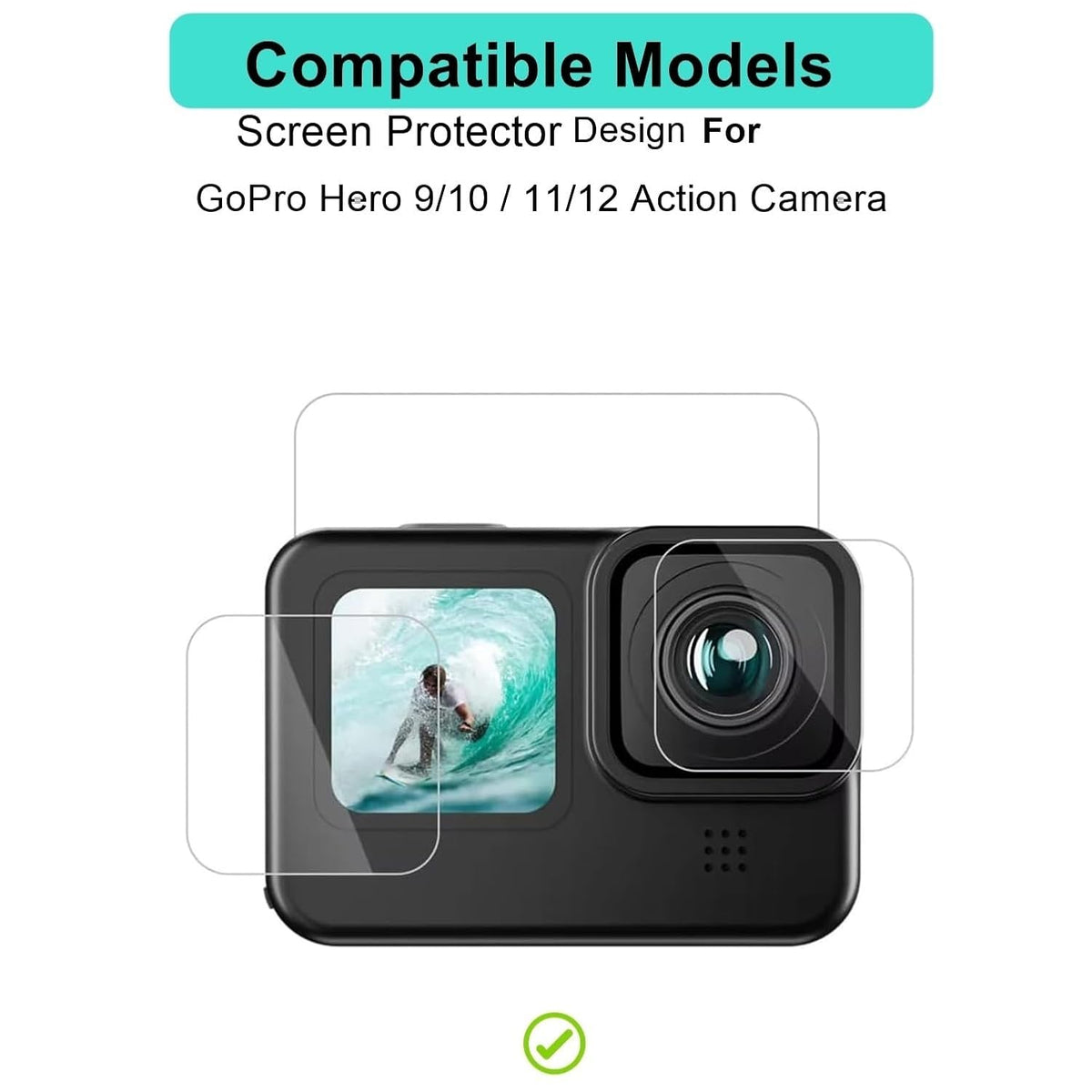 GoPro Hero 9/10 / 11/12 Action Camera Premium Screen Guard Protector Compatible for , Easy To install, HD Clear, Full Cover, Set Of 3 Glass
