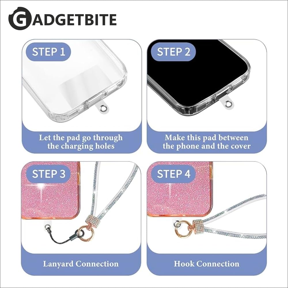 Small Diamond Charm Phone Lanyard: Stylish Cross-Body Mobile Holder Strap, Hands-Free Neck Chain Accessory, Ideal for iPhone & Most Smartphones with Charms for Phone Cases