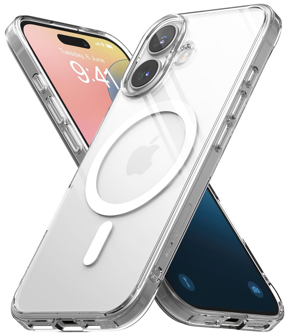Vaku Luxos® iPhone 16 Liquid Silicone Slim Protective MagFit Case (Transparent Multi Half Shade Colour)