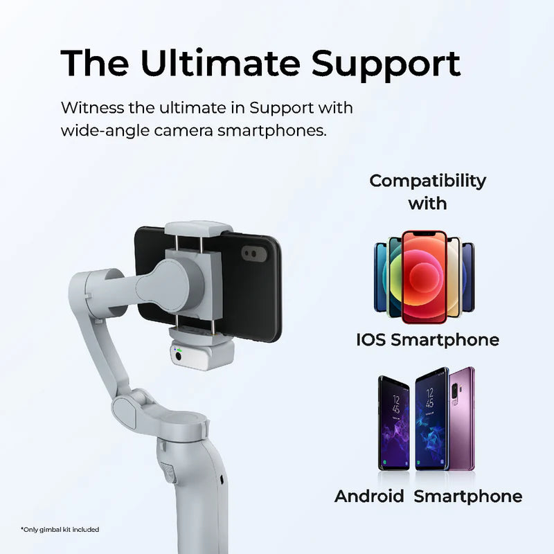 Digitek (DSG-007F AI) 3-Axis Gray Smartphone Gimbal - Foldable Handheld Vlogging Stabilizer with AI Tracking Feature & 4 Creative Operation Modes for Android & iOS - Smooth Videography