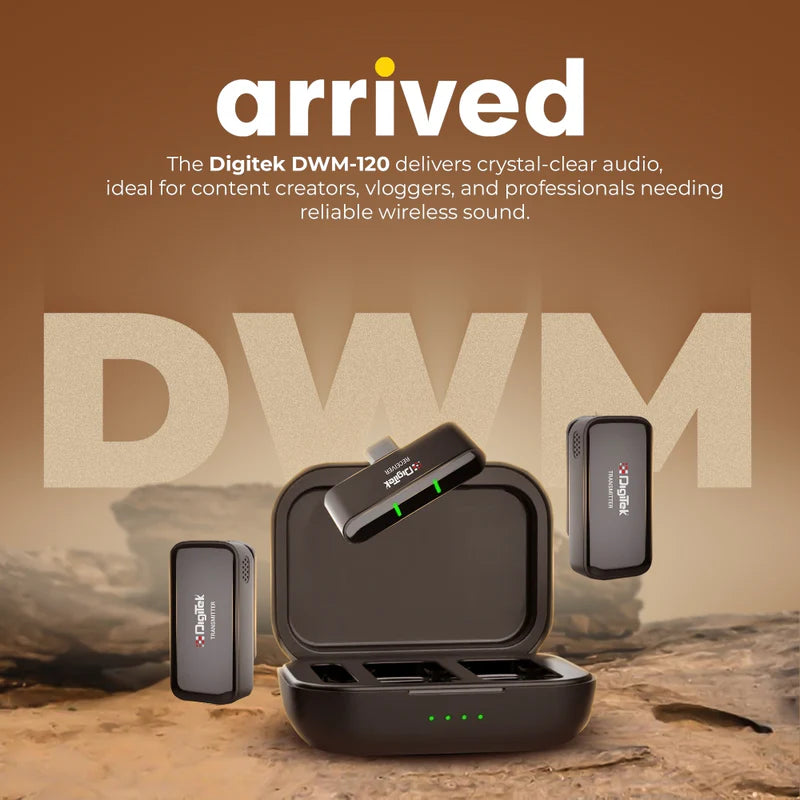 Digitek (DWM 120) Wireless Microphone System, Noice Reduction, 2.4G Mic with 50m Range & 4.5Hr Battery, for iPhone & Android Smartphones, Ideal for Vlogging, Streaming & Interviews