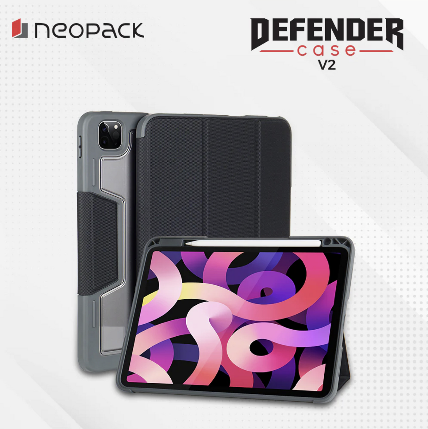 Neopack Drop Tested Defender Case with Pencil Holder for iPad Pro 13", Fits: 2024 Model (Black)