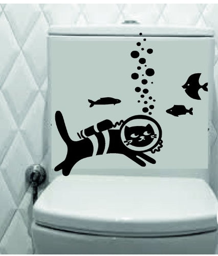 black cartoon pattern toilet seat sticker