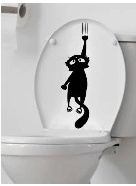 black cartoon pattern toilet seat sticker