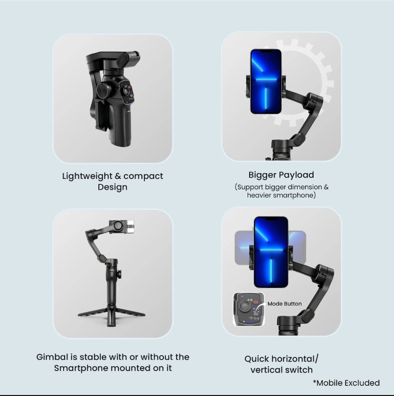 Digitek (DSG-009F) AI 3 Axis Wide Angle Smartphone Gimbal