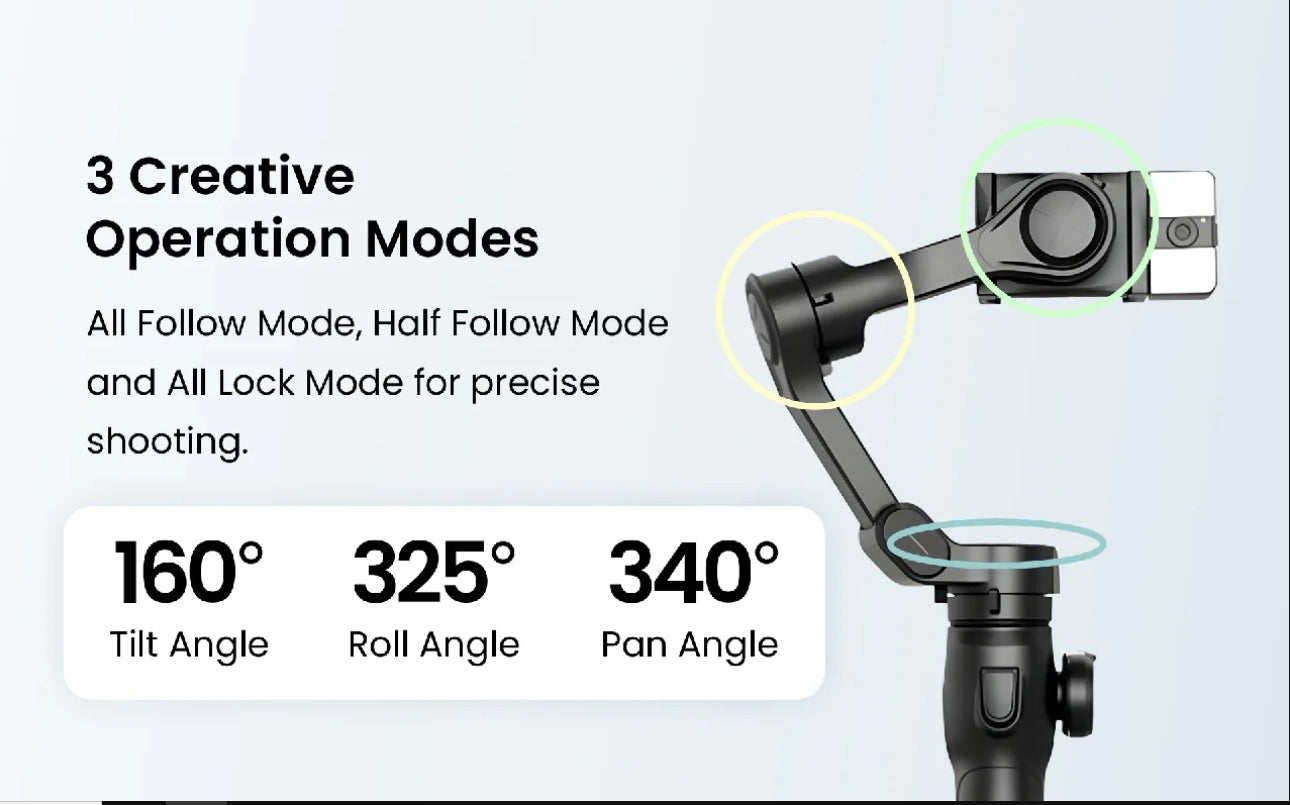 Digitek (DSG-009F) AI 3 Axis Wide Angle Smartphone Gimbal