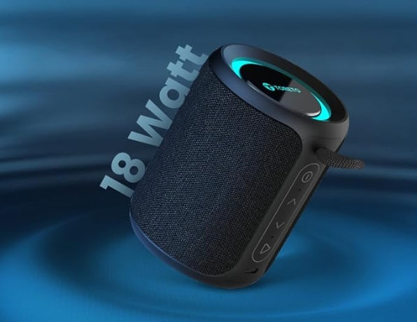 Toreto Cosmo 18W Portable Bluetooth Speaker Immersive 360`Surround Sound (Black)