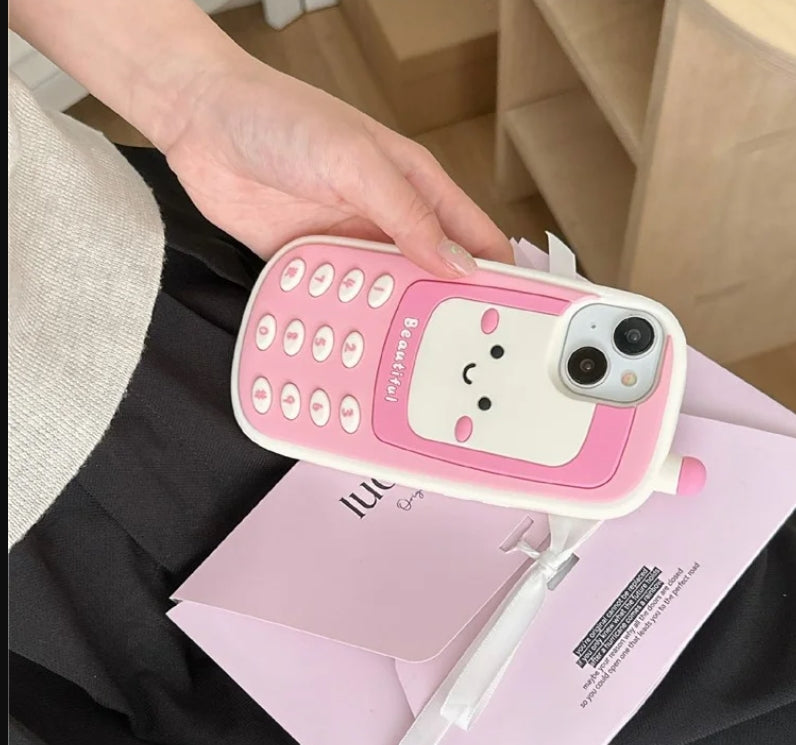 Cute blush pink phone shaped phone case