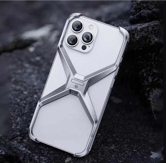 TechTrendz Aluminium Alloy X Shape Anti-Bare Metal Frame Corner Pad Anti Fall Heat Dissipation Phone Case Cover