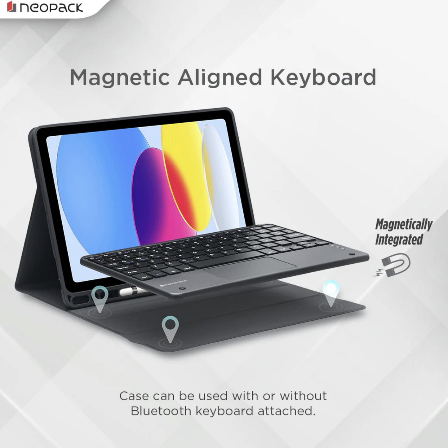 Neopack Keyboard Folio Case with Trackpad for iPad 10.9, Fits: 10th Gen. (Black)