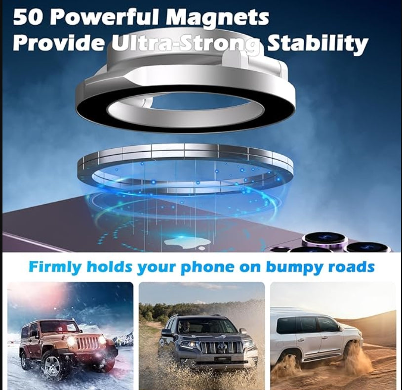 MagSafe Car Mount,Mobile Phone Holder [Strongest Magnets] Folding Magnetic Phone Holder for Car Dash, 360° Rotatable HandsFree Phone Mount for iPhone All