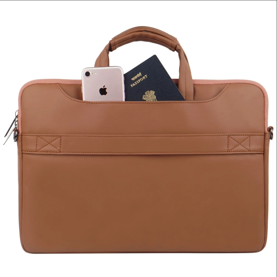 Neopack Leather Sleeve with Pouch for Upto 14.2" Macbooks (Tan)