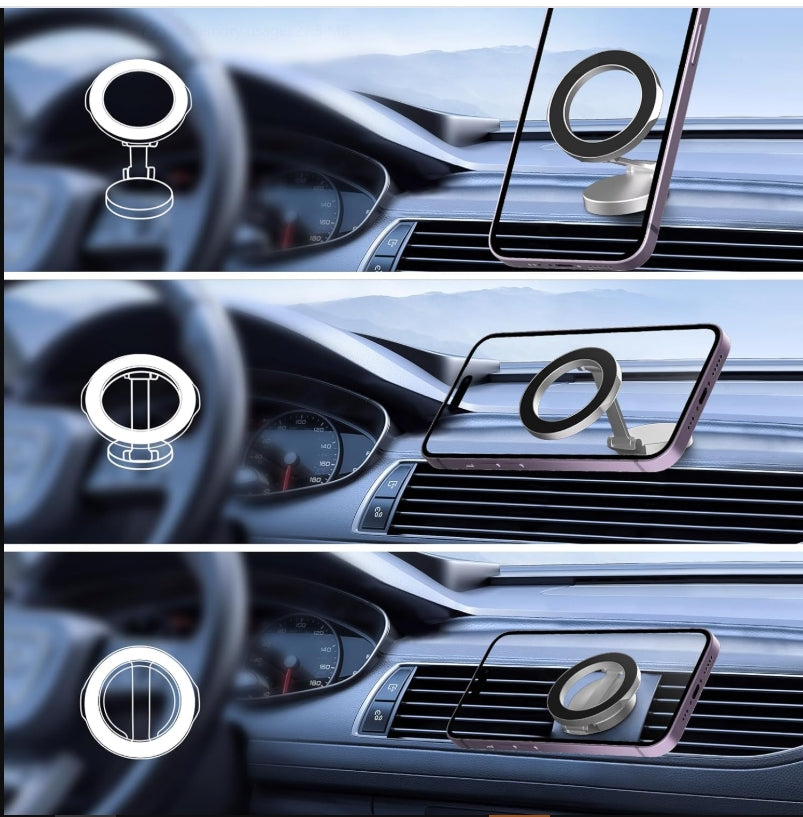 MagSafe Car Mount,Mobile Phone Holder [Strongest Magnets] Folding Magnetic Phone Holder for Car Dash, 360° Rotatable HandsFree Phone Mount for iPhone All