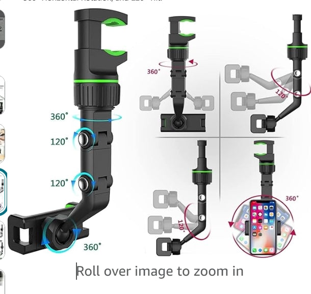 CAR MOBILE HOLDER  Car Phone Holder, 360 Degree Rotation, Adjustable Mount for Rear View Mirror