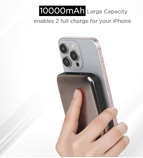 Neopack 3 in 1 MagSafe Power Bank 10000 mAh with Support Wireless Charging @ 15W & Type-C PD @ 20W, Compatible with iPhone 15/14 / 13/12/16 Series, Apple Watch, Airpods & Android Phones (Black)
