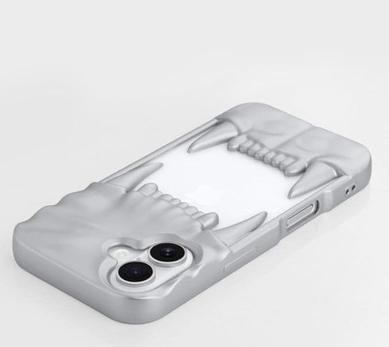 Vampire Fangs Design Phone Case for iPhone 16, White Protective Cover (White)