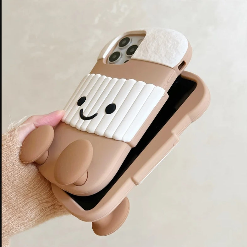 Case for iPhone 16 Pro,Funny 3D Cartoon  Stand Cases Cute Kawaii Phone Cases
