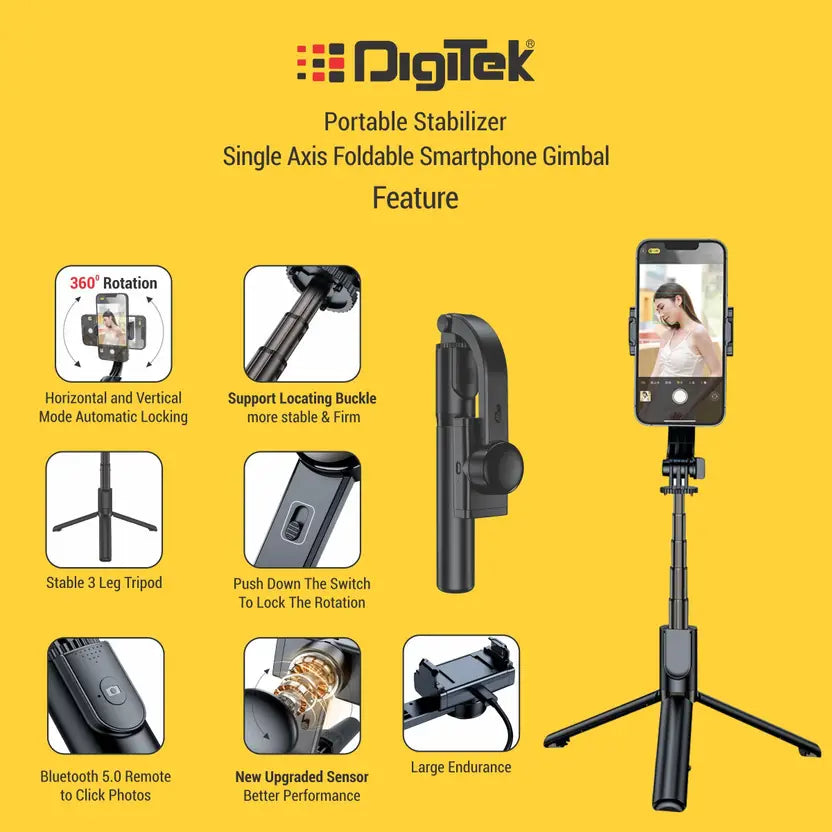 DIGITEK DSG 004 Single Axis Foldable Gimbal with Remote Control & Detachable Fill Light Single Gimbal for Camera, Mobile  (280)