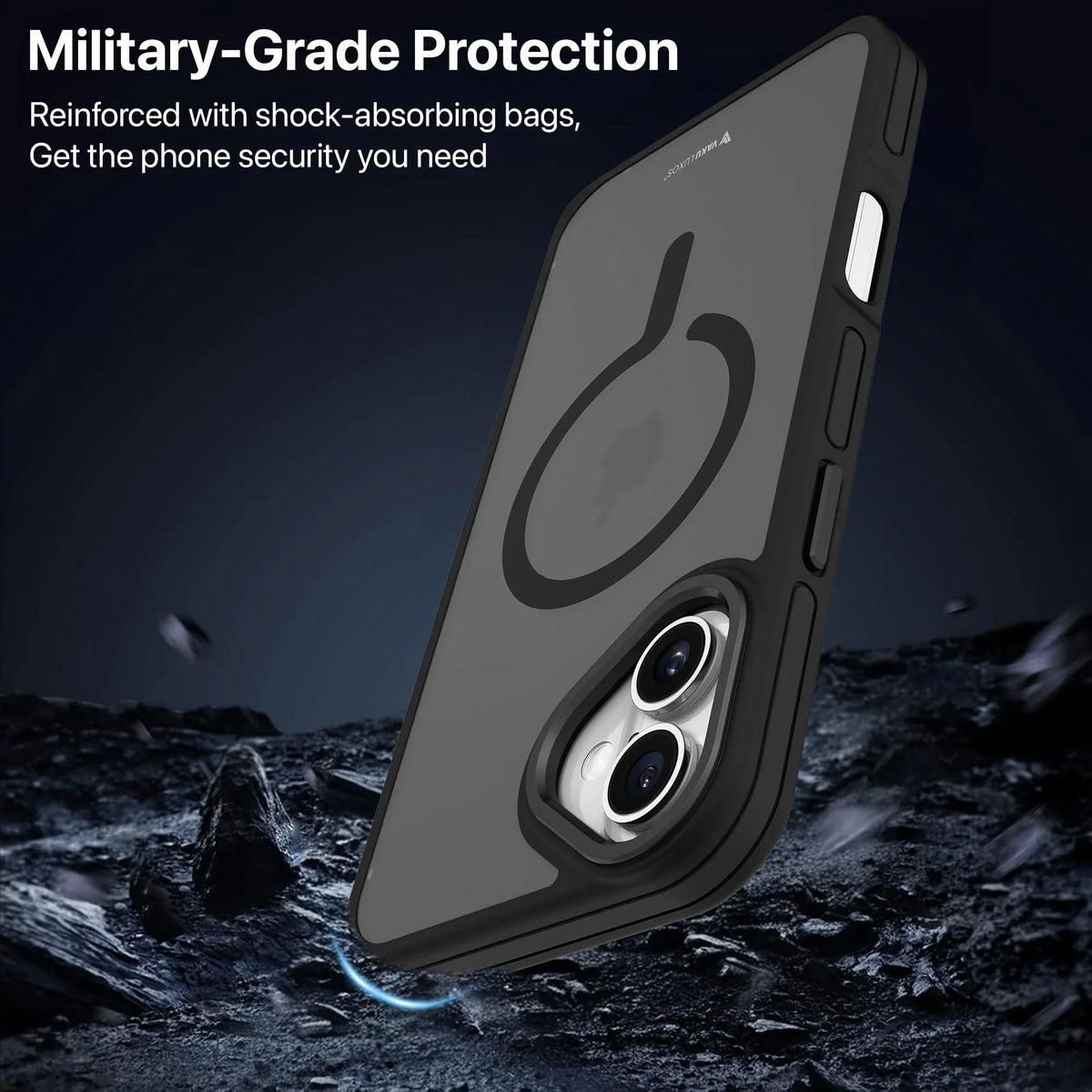 Vaku Luxos® Apple iPhone 16 Elemento MagPro Drop Protection, Shockproof Guard Corner Frosted Back Cover