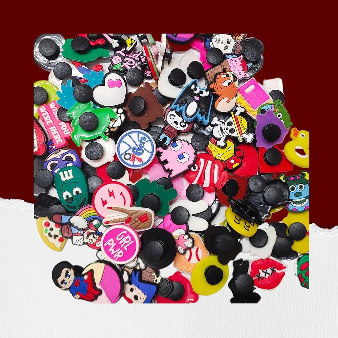 Silicone Charm Sticky (Multicolor) – Cute Cartoon Stickers Minimum Order 10 (Random Designs)